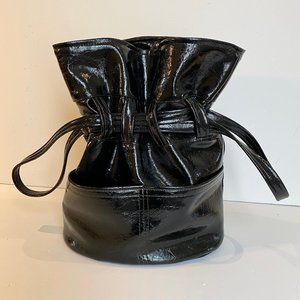 PATENT LEATHER BLACK BUCKET BAG- UNIQUE!